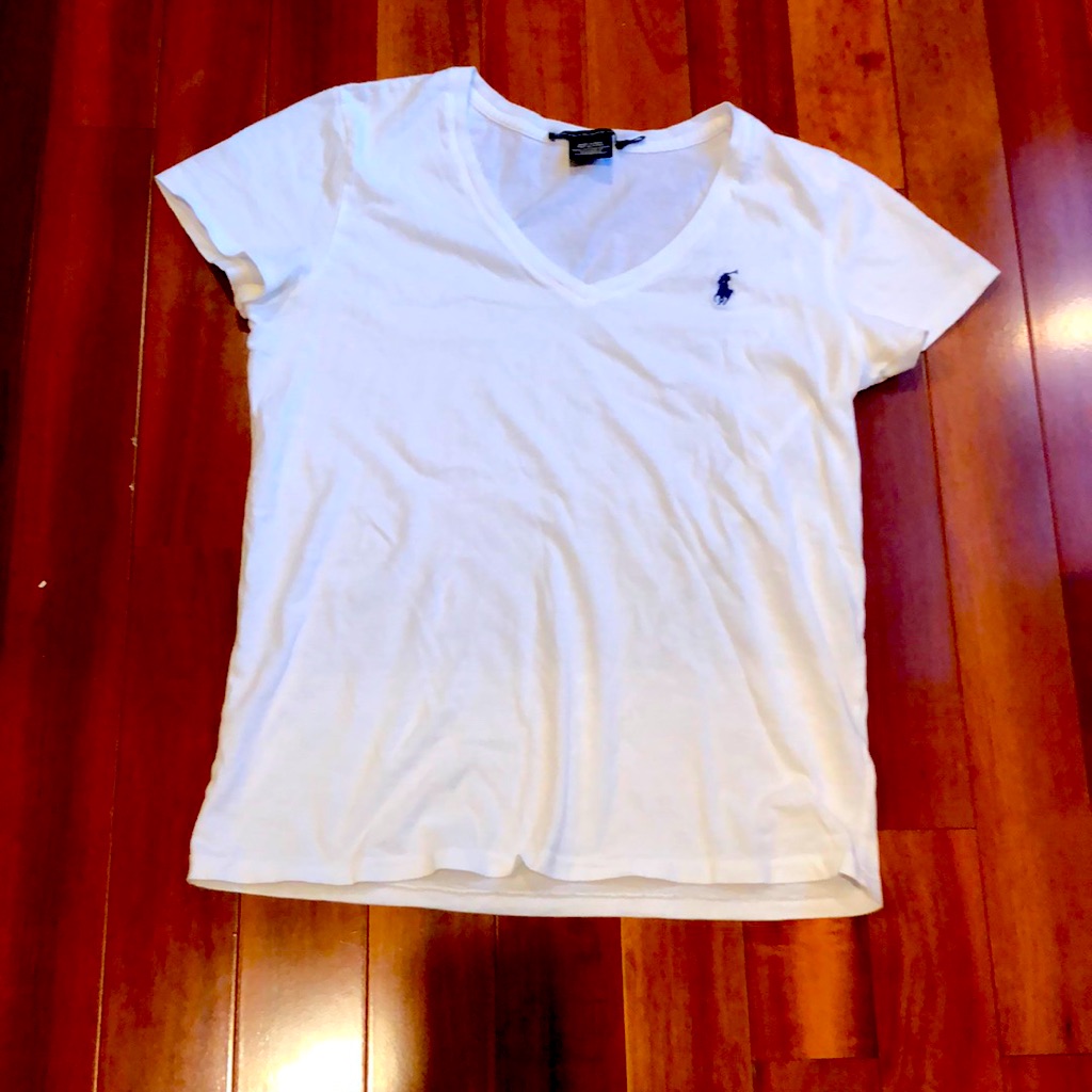 Ralph Lauren Sport- White V-Neck T-Shirt. Size M